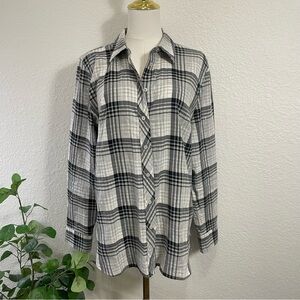 Talbots Black & White Plaid Button-Down Shirt